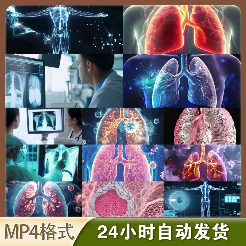 4K高清视频素材肺部健康医学3D模型结核呼吸系统教学科研素材