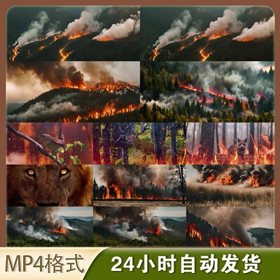 4K高清视频素材森林火灾浓烟滚燃实拍素材环保警示纪录片素材