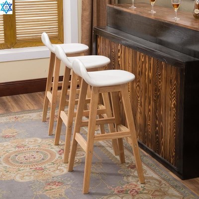 Wood Nordic bar hoigh stool coffee backrest tables chair 座