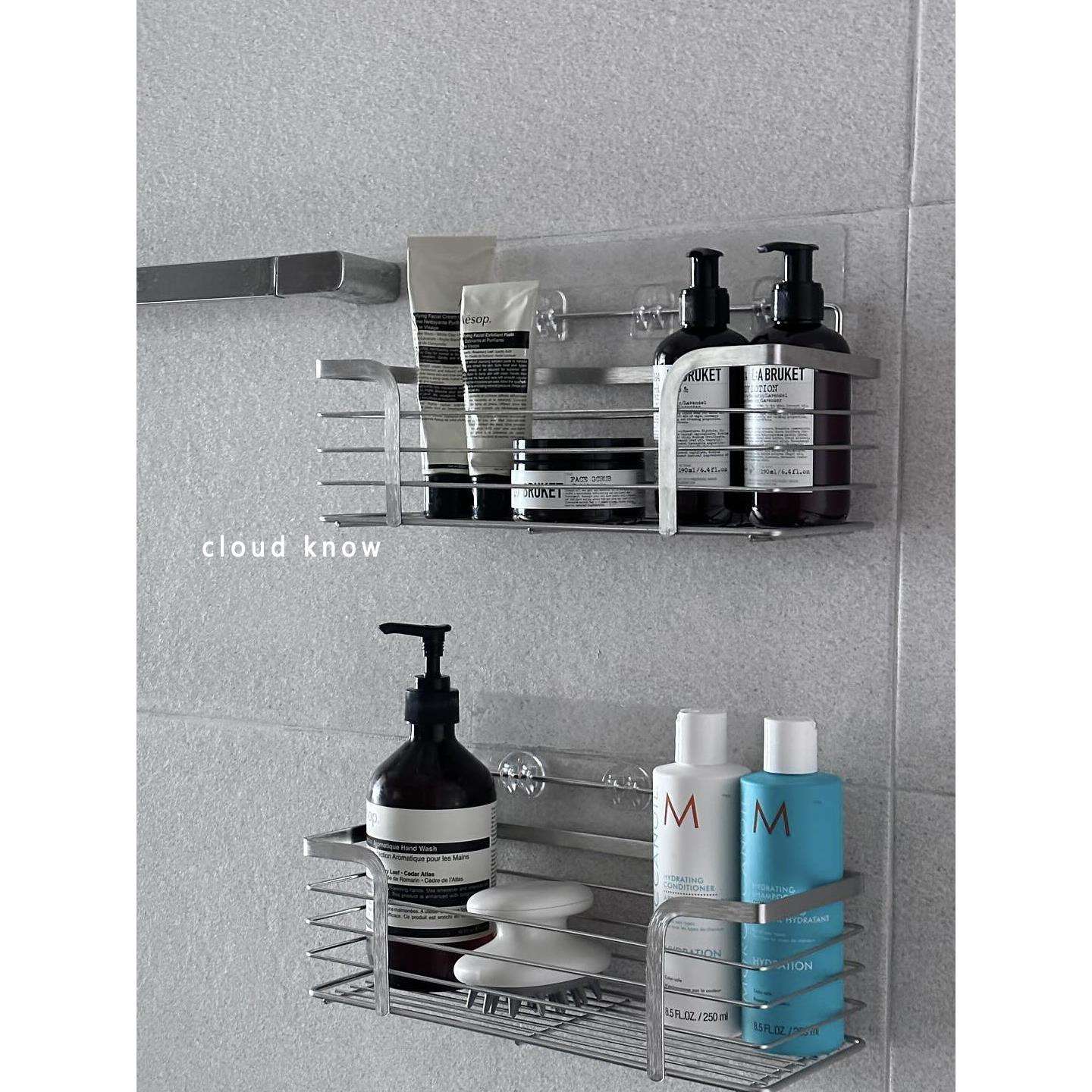 简约浴室免打孔置物架不锈钢卫生间洗漱台壁挂式厕所收纳架子