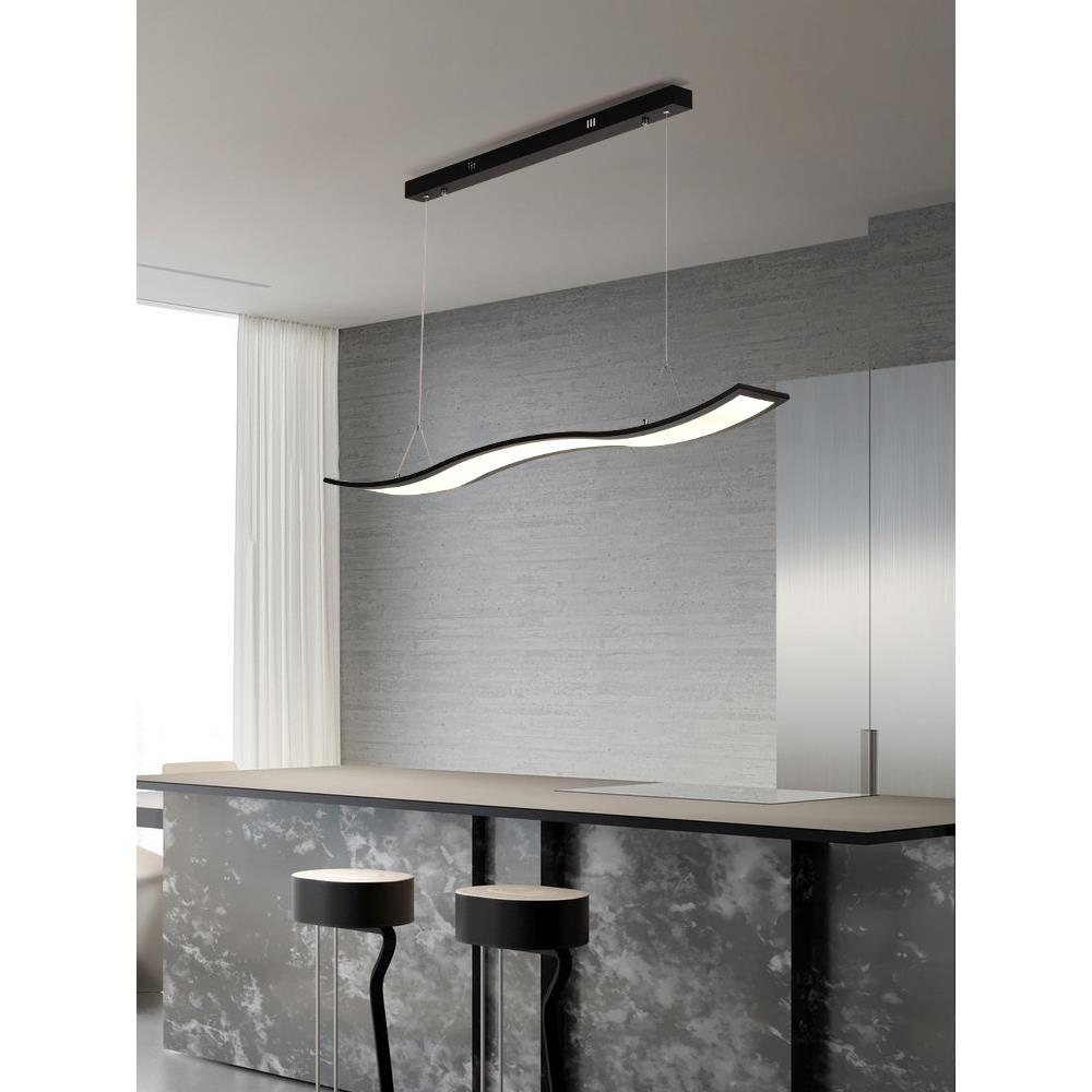 餐厅吊灯2022年新款简约现代设计师款极简长条波浪餐桌办公桌灯具