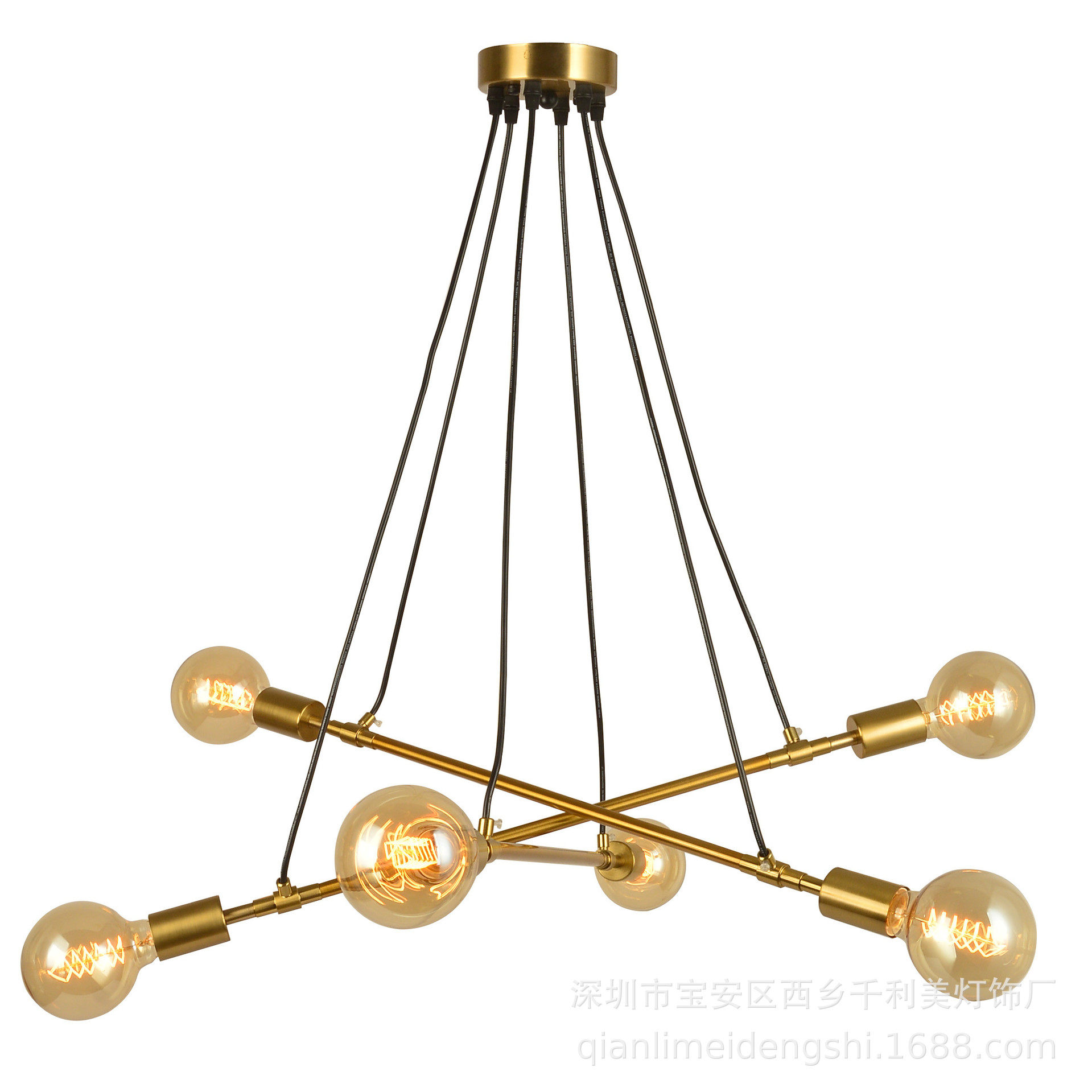北欧复古铁艺多头分子餐厅吊灯