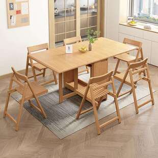 批实木折叠餐桌小户型家用饭桌一体餐边柜可折叠伸缩餐桌椅折叠桌