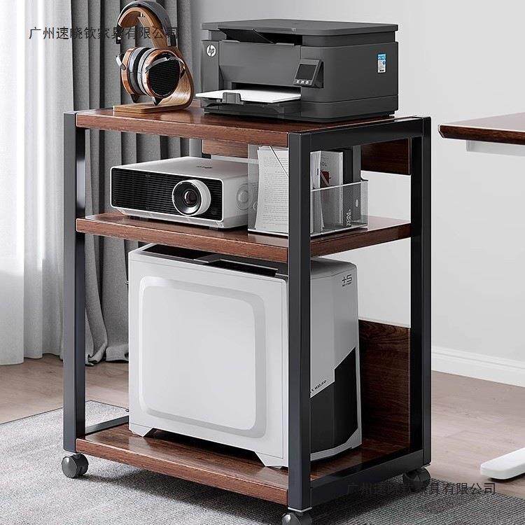 打印机置物架落地办公室多层移动收纳铁艺整理柜工位电脑主机托架