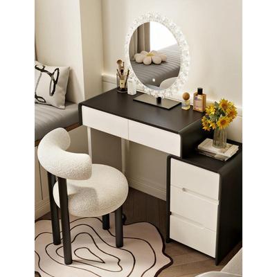 2025新款小户型实木梳妆台卧室奶油风现代简约轻奢化妆桌斗柜一体