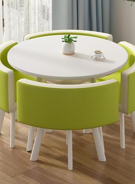 洽谈桌椅组合简约售楼处会客接待桌椅甜品奶茶店铺小圆桌方餐桌