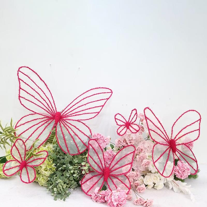 婚礼路引立体蝴蝶装饰摆件舞台背景布置彩色手工橱窗造景美陈道具