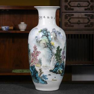 陶瓷器手工花瓶摆件客厅插花新中式电视柜一对瓶中堂大号外贸