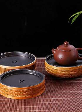 云妃圆柱陶瓷壶承中式家用干泡台小号养壶茶承蓄水盘精致高档茶垫