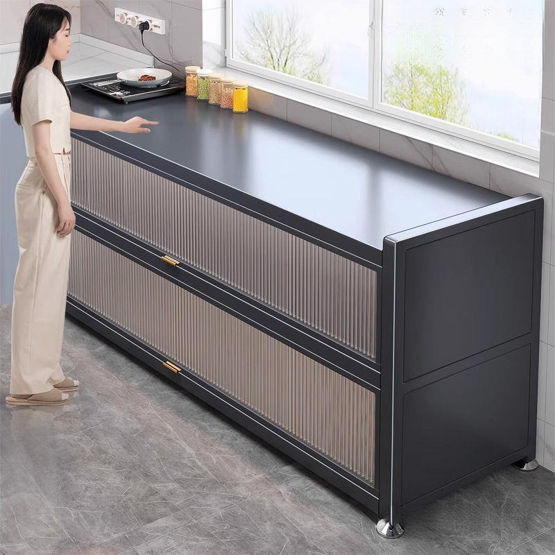 厨房置物架落地多层收纳碗柜多功能微波炉橱柜餐边储物柜子