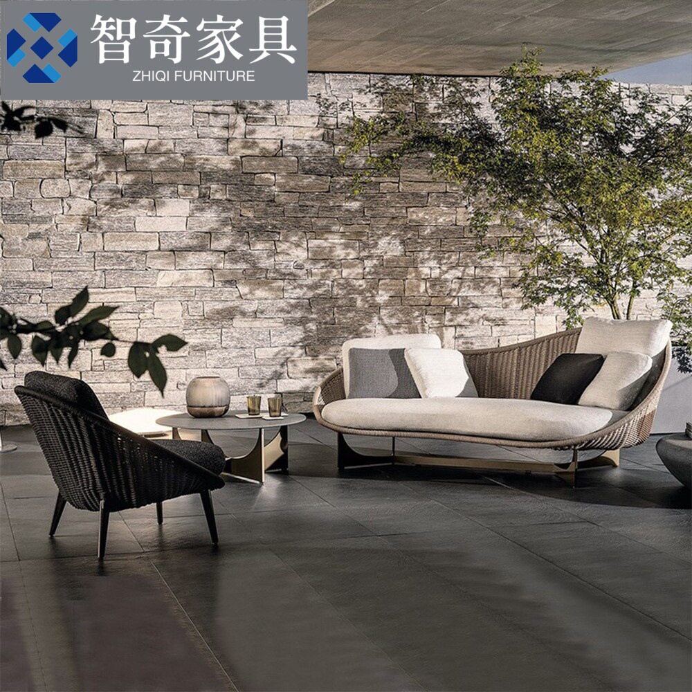 北欧户外藤编沙发防水防晒