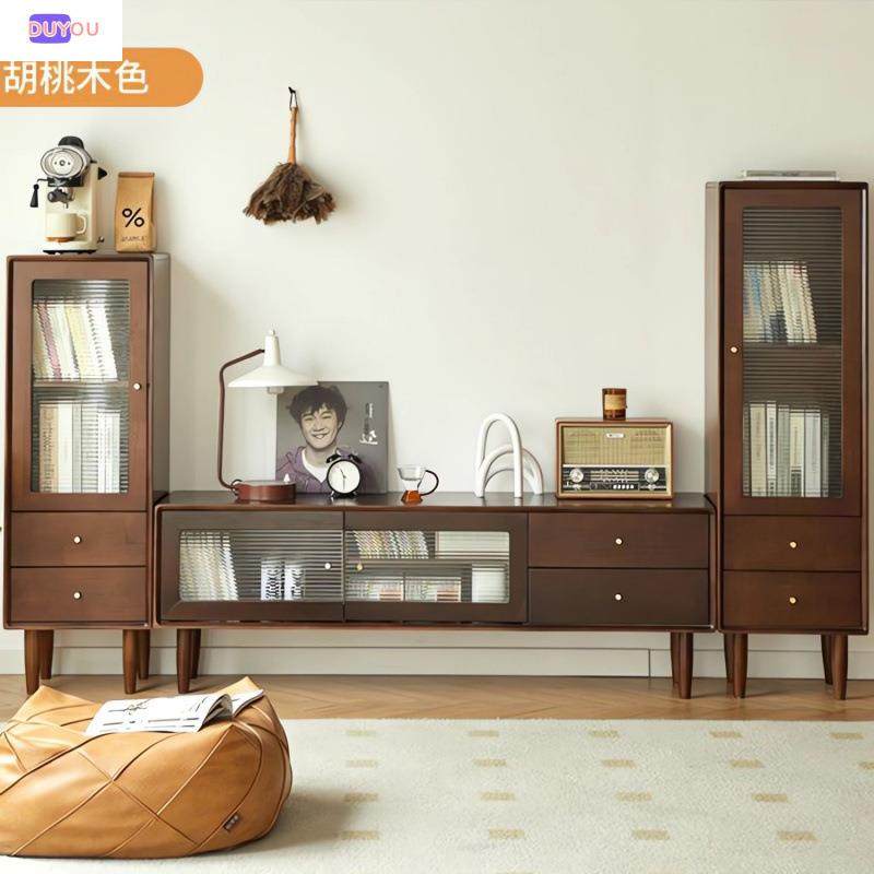 电视柜实木电视柜组合家用客厅侧边柜落地多功能收纳储物柜一体