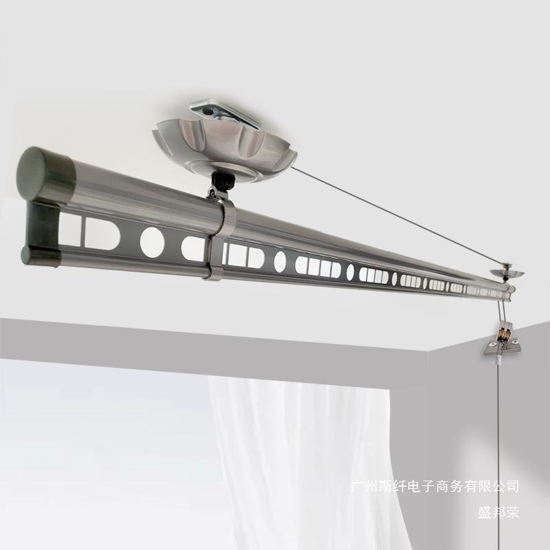 直销小阳台单杆晾衣架手摇升降智能简约晒衣服晾被子阳台