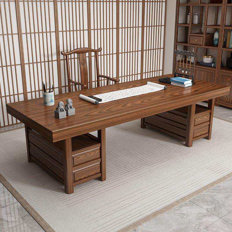 实木书桌新中式复古风画案写字台带抽屉办公书房画案书法家用房间