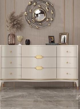 轻奢九斗柜美式客厅现代简约收纳储物柜卧室电视柜实木抽屉柜斗橱