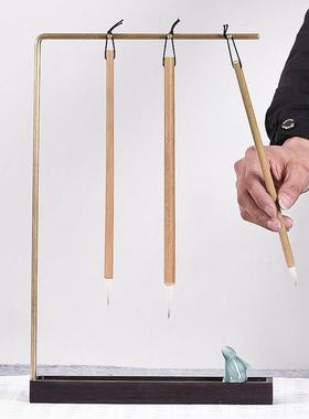 创意毛笔架笔挂简约文房四宝铜笔挂书法工具学生用书房小摆件