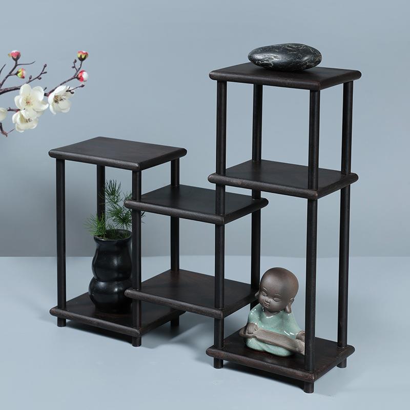 紫光檀小型博古架摆件实木中式茶杯茶具架子置物架紫砂茶壶展示架