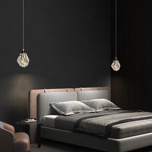 卡伯森全铜水晶床头吊灯现代简约轻奢风网红长线卧室床头柜小吊灯