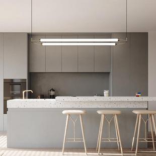 现代简约长条艺术办公室售楼部前台餐桌设计师岛台一字吊灯餐厅灯