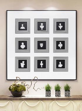 欧式装饰画样板房入门玄关挂画立体人像组合实物画正方形挂画