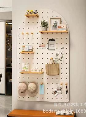 现货墙面洞洞板家用墙上展示架实木客厅整板收纳置物架墙壁收纳架