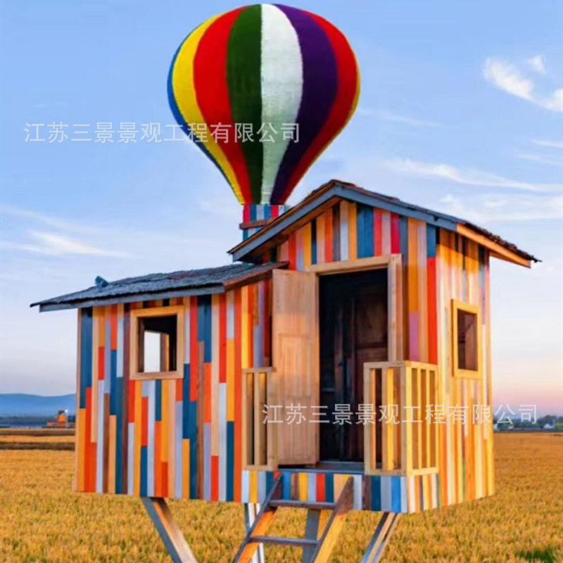 网红打卡三角顶小木屋气球装置