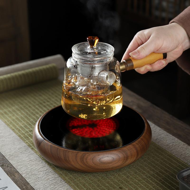 北美黑胡桃实木电陶炉百搭款实木电陶炉围炉煮茶电陶炉煮茶器茶炉