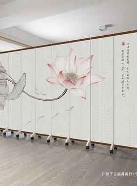 中式屏风隔断客厅遮挡卧室玄关可移动折叠墙办公室山水画仿古室内