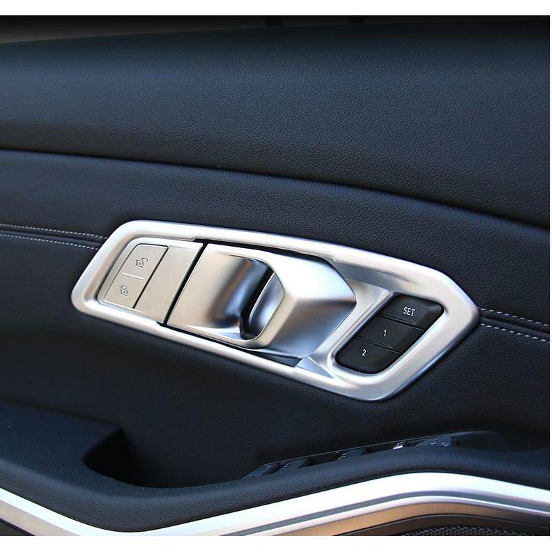 适用20-21款宝马新3系内门碗拉手框装饰贴325li内饰碳纤纹改装320