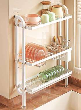 厨房水槽置物架窄边收纳沥水架放碗碟盘子碗盘水池碗筷洗碗池架子