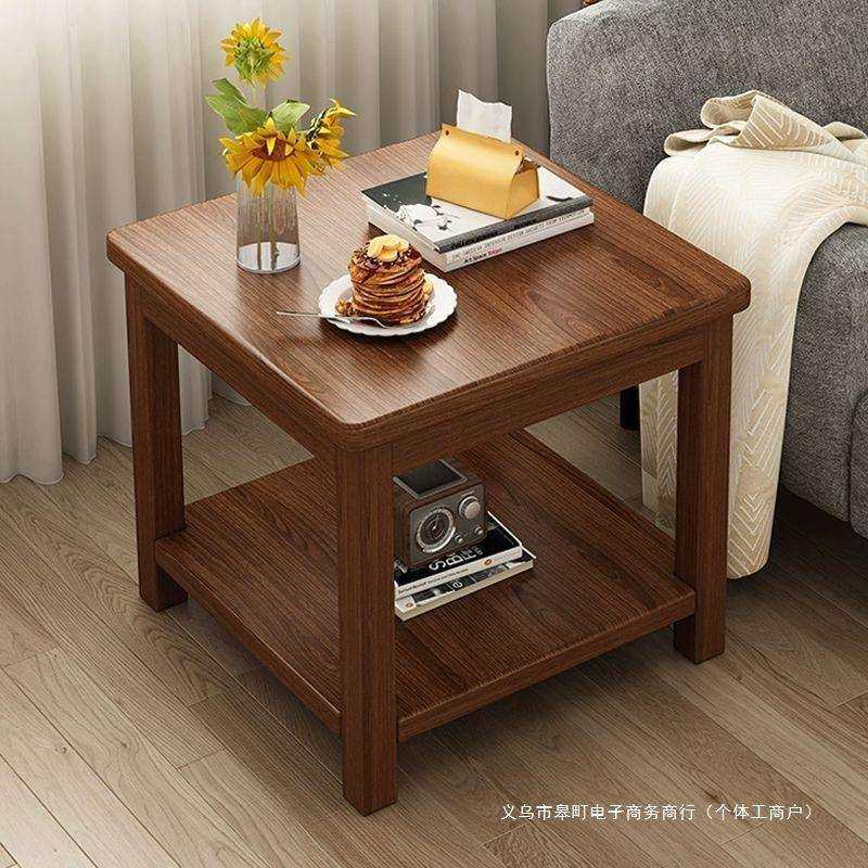 家用实木腿茶几小桌子现代简约客厅沙发边小方桌家用家阳台小茶几