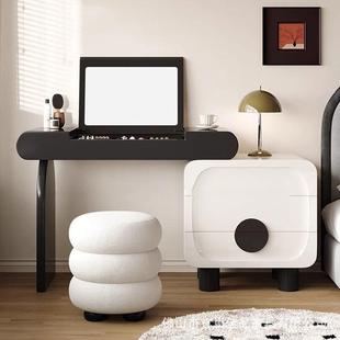 中古风熊猫梳妆台实木梳妆台斗柜一体卧室复古小户型翻盖化妆桌