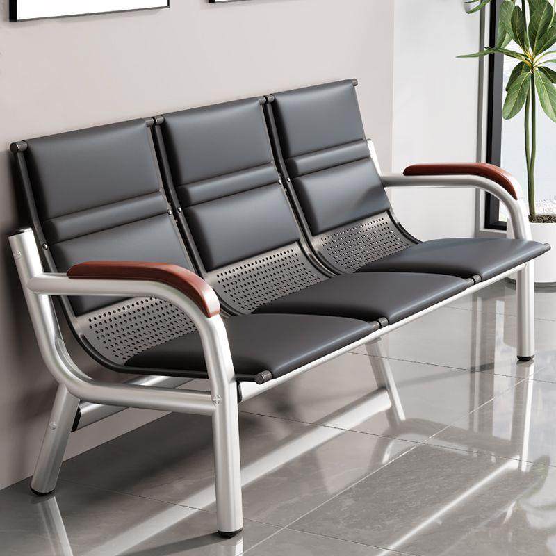 办公沙发茶几组合接待室排椅简约三人位铁架长条椅铁艺等候沙发椅