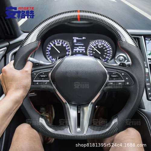 适用于英菲尼迪Q50qx60Q50l改装碳纤维方向盘汽车转向盘钛盘