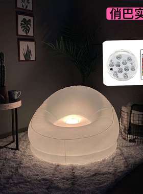 PVC充气发光LED沙发单人躺椅户外便携懒人沙发遥控休闲凳椅