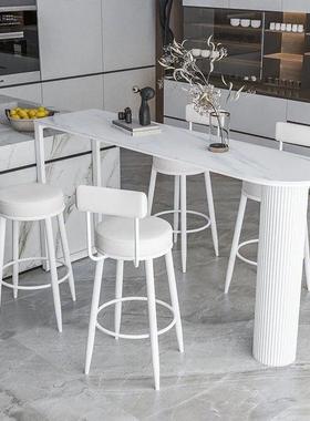 岩板吧台桌家用北欧简约中岛台餐桌客厅阳台隔断柜靠墙厨房高脚凳