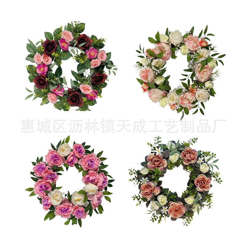 仿真郁金香玫瑰花环门挂装饰