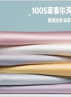 春夏轻奢100S纯色天丝床单套件春夏季裸睡冰丝凉感被套枕套三件套