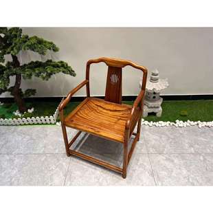 L7胡桃木圈椅奥坎围椅茶桌椅实木官帽椅中式太师椅原木禅椅主人椅