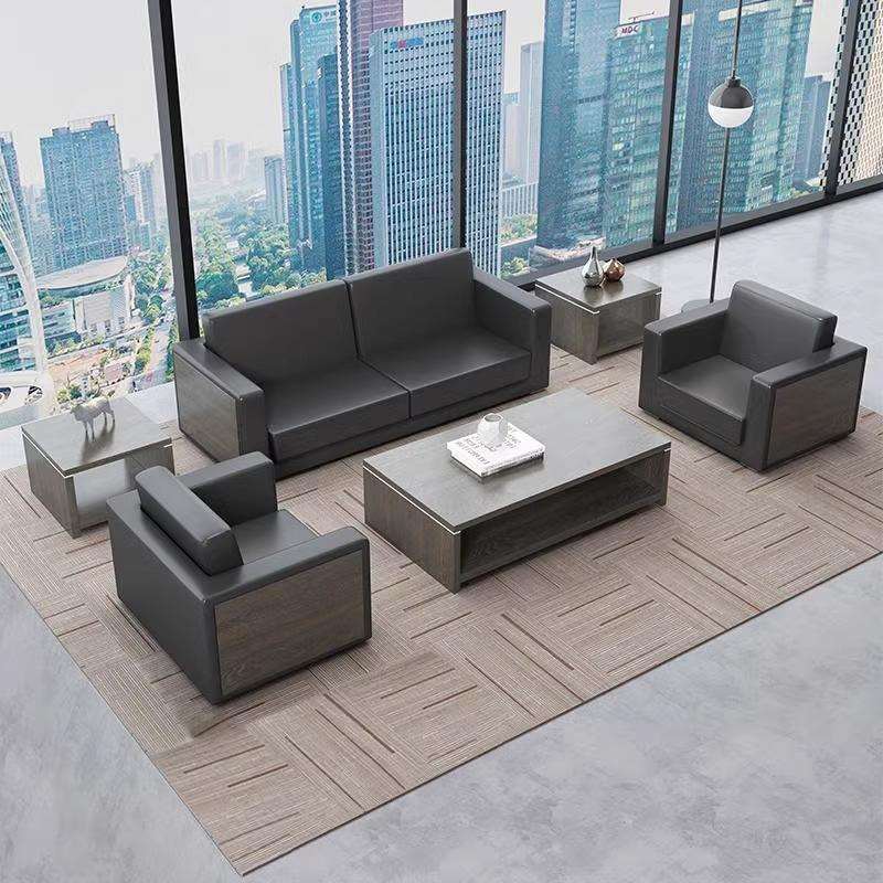办公沙发茶几组合商务接待会客三人位小型办公室沙发现代简约