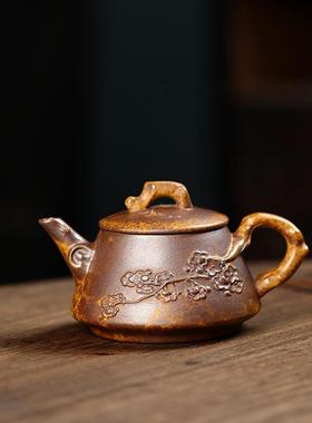 高温段泥贴花石瓢壶宜兴手工紫砂壶茶具家用功夫紫砂茶壶
