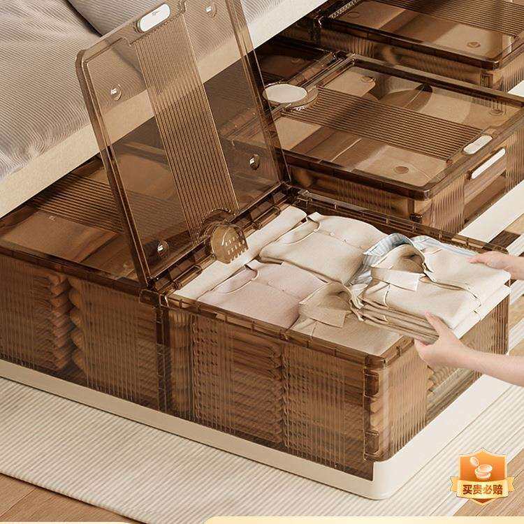 包邮折叠床底收纳箱带滑轮放床下防潮扁平抽屉式书本透明整理