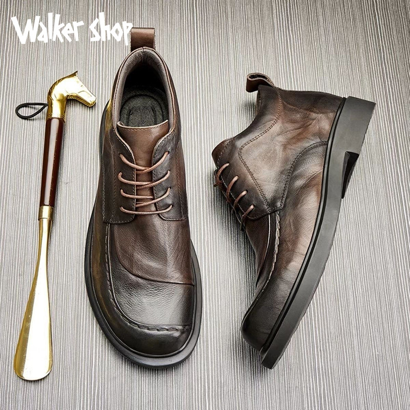 Walker Shop马丁靴秋冬加绒男休闲高帮皮鞋时尚潮流复古头层牛皮