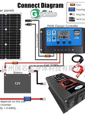 SolarSystem12V转220V逆变器18W太阳能板30A控制器菲律宾Shopee