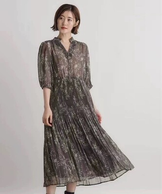 GROVE日单2026秋季新款女装时尚气质印花连衣裙