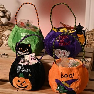 woven Handbag Gift Candy Bag萬圣節(jié)南瓜袋道具 Npon Halloween