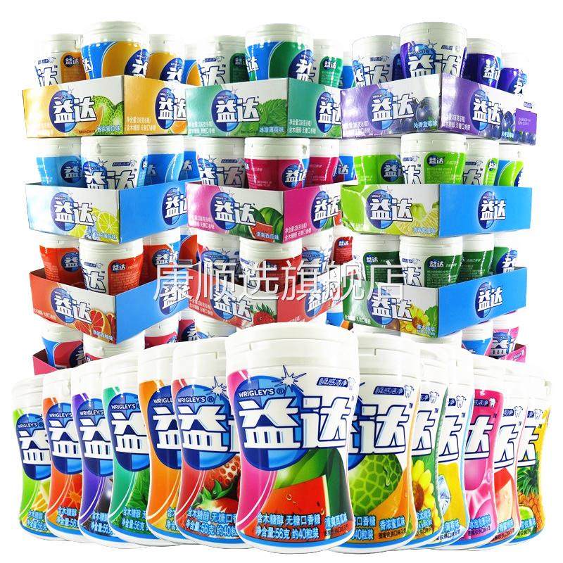 益达木糖醇无糖口香糖薄荷味40粒*6瓶装零食儿童糖果整盒包邮