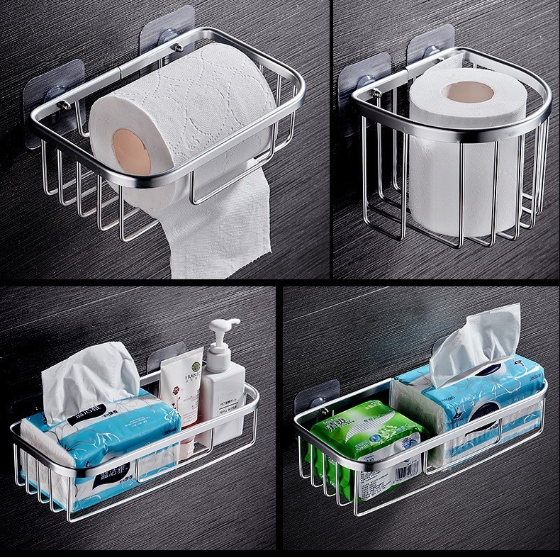 磁吸纸巾盒吸盘式纸巾架壁挂免打孔太空铝镂空卫生间抽纸卷纸盒