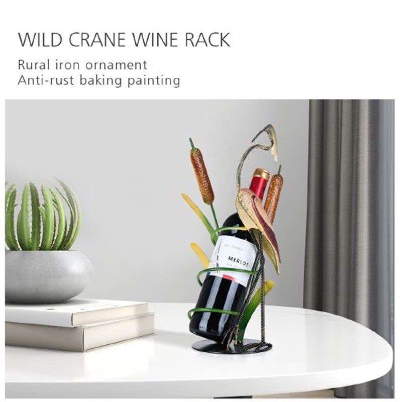 野鹤桌面装饰酒架 稳固铁材质 展示和储存家居桌面装饰 自然风格