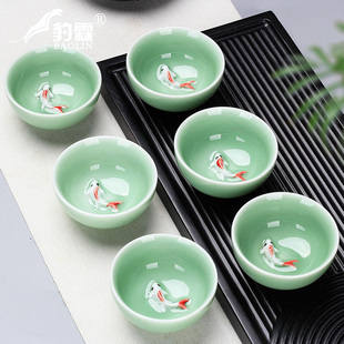 简 功夫小茶杯陶瓷茶盏茶o碗家用单个主人杯青花瓷泡茶器青瓷中式